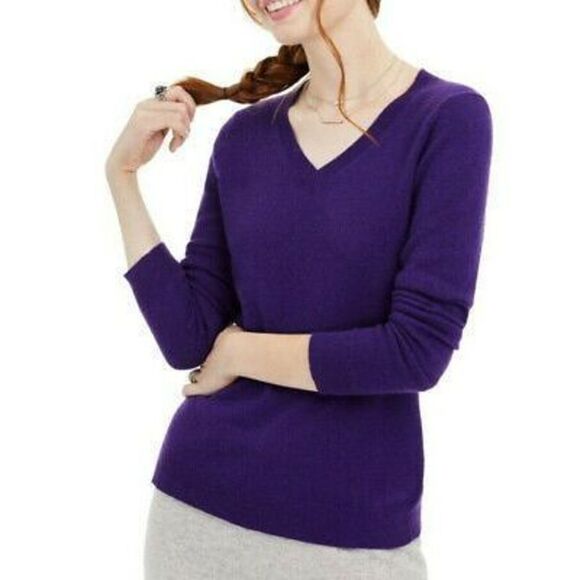 Charter Club V-Neck Cashmere Sweater Purple Noir XS - Picture 1 of 2